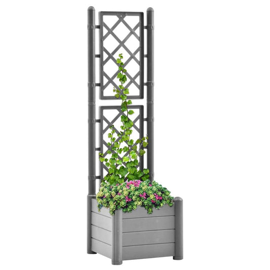 Garden Planter with Trellis 43x43x142 cm PP Stone Grey