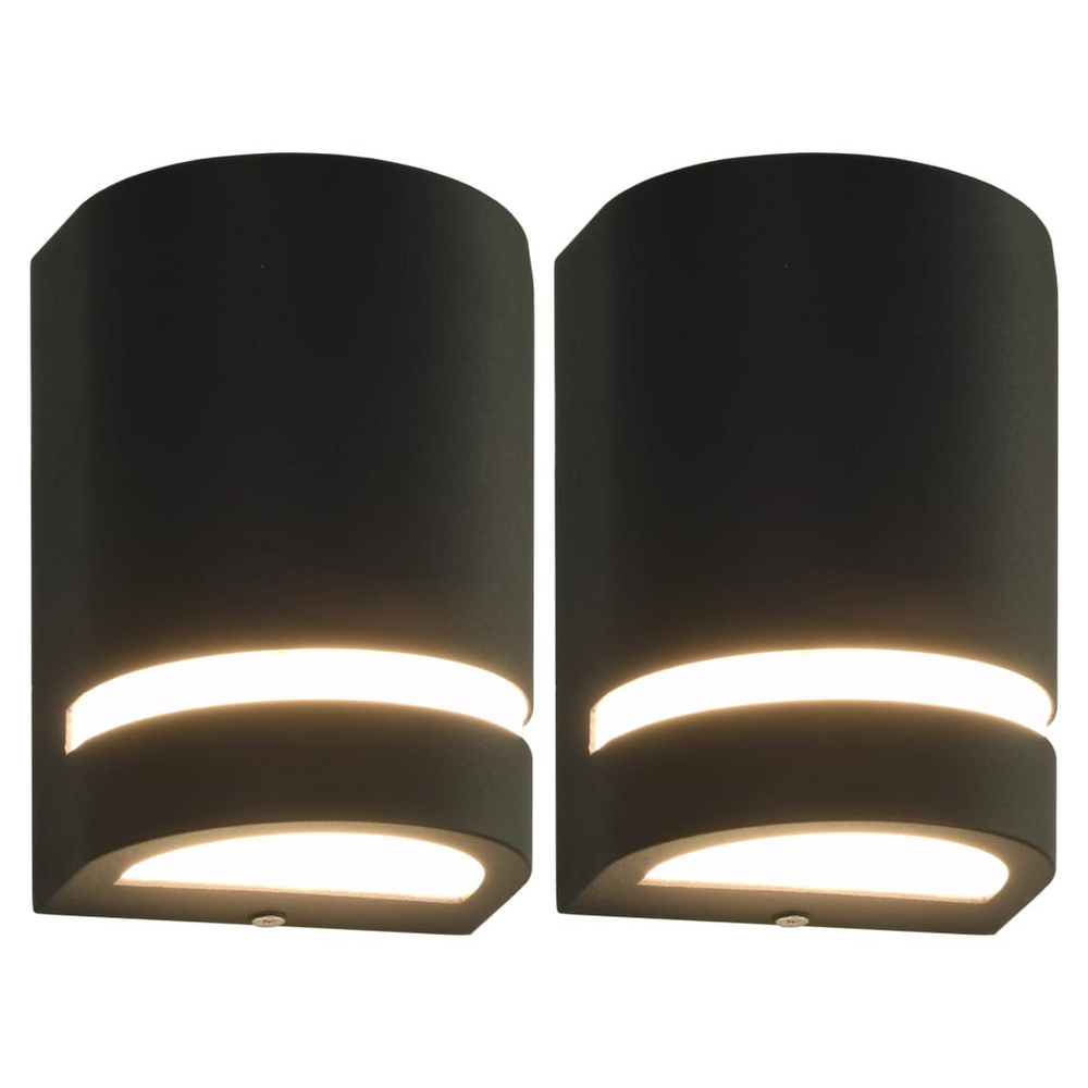 Outdoor Wall Lights 2 pcs 35 W Black Half-round