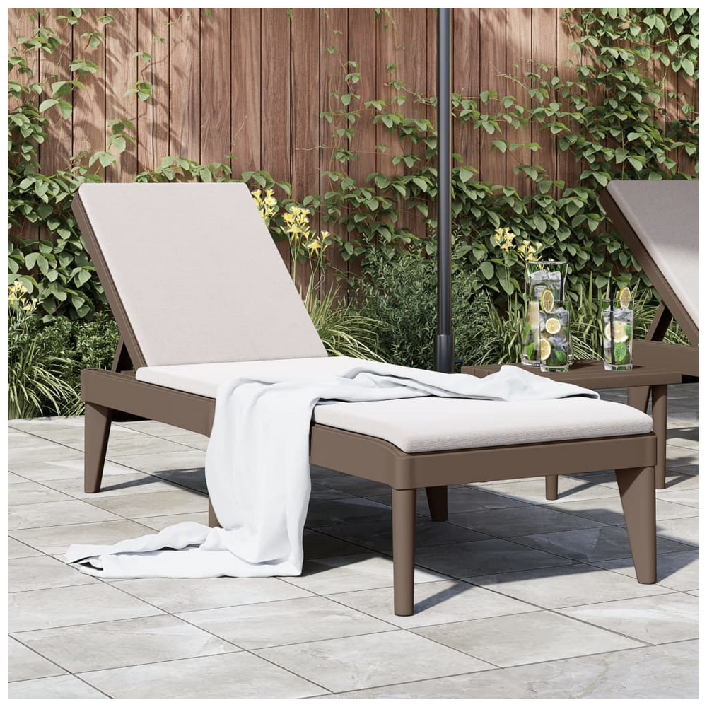 vidaXL Sun Lounger Brown 186x60x29 cm PP