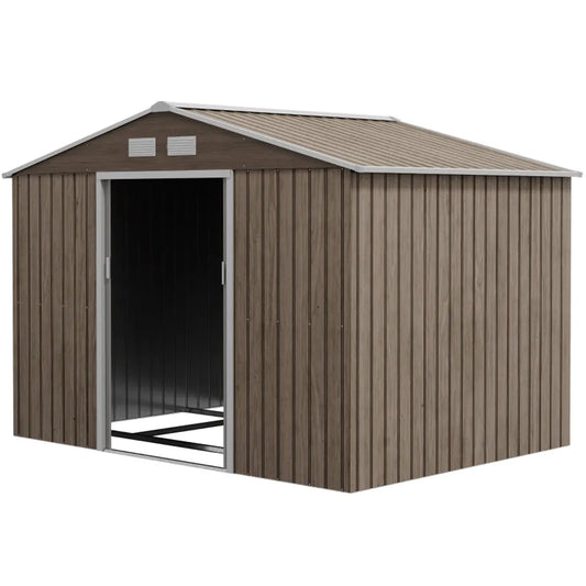Outsunny Garden Shed Storage Unit withLocking Door Floor Foundation Vent Brown