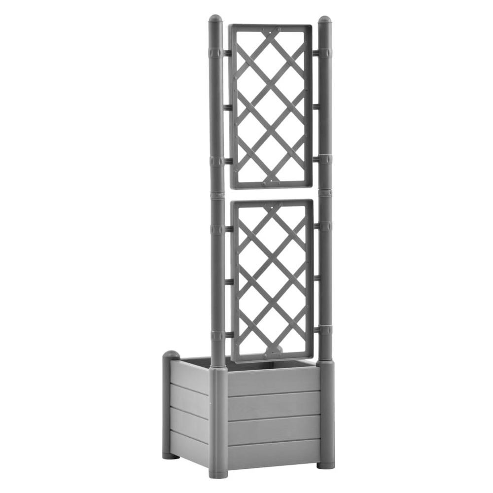 Garden Planter with Trellis 43x43x142 cm PP Stone Grey